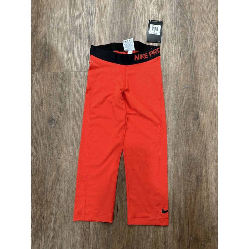 Nike Pro Women's Dri-Fit Orange Compression Training Capri Leggings Size XS